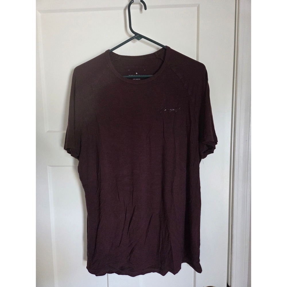 YoungLA Mens Burgundy Short‎ Sleeve Gym Training Shirt Maroon Size XL
